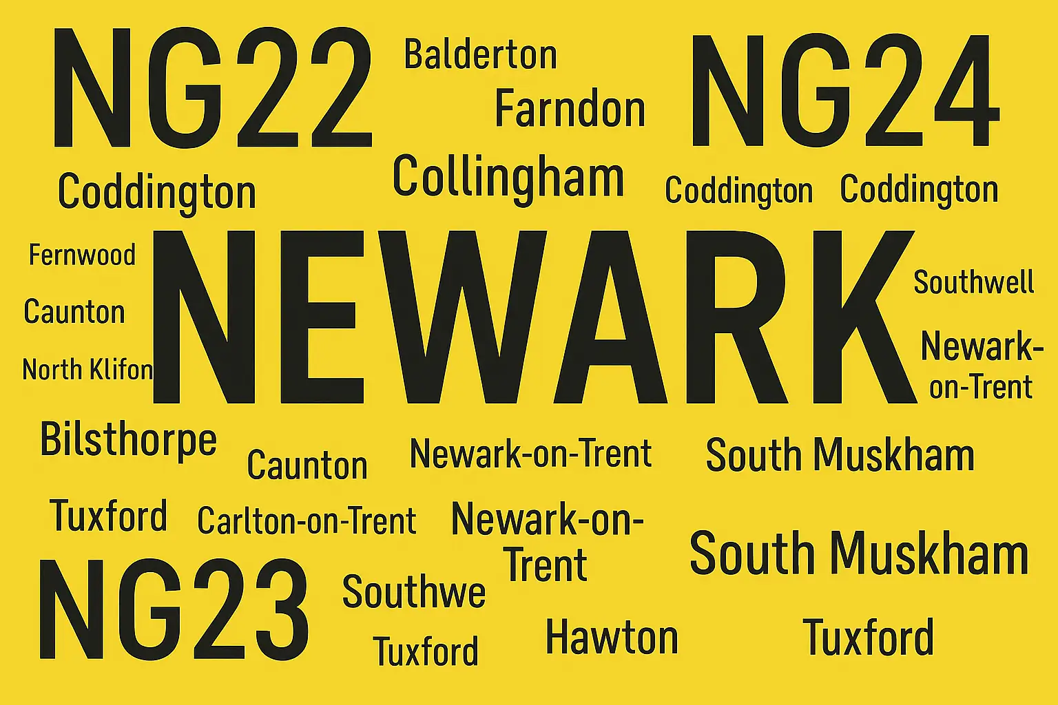 Clean Sweep Commercial service areas in Newark including NG22, NG23, NG24, Newark-on-Trent, Balderton, Collingham, Southwell, Coddington, Tuxford, and surrounding villages