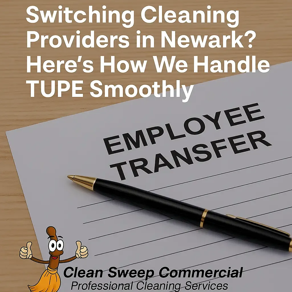 Employee transfer document representing TUPE process when switching cleaning providers in Newark