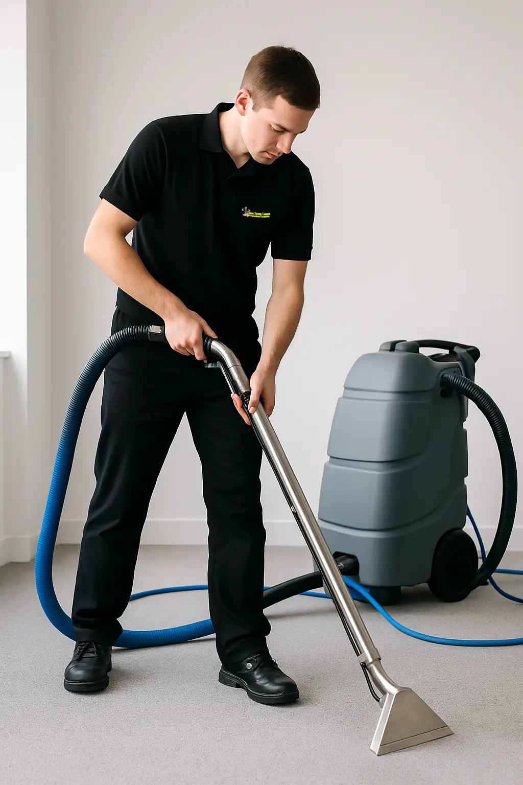 Professional carpet cleaning with extraction machine in Newark college