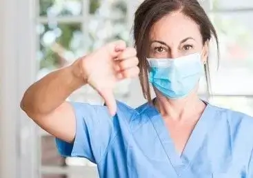 Frustrated healthcare worker in Retford showing poor cleaning standards
