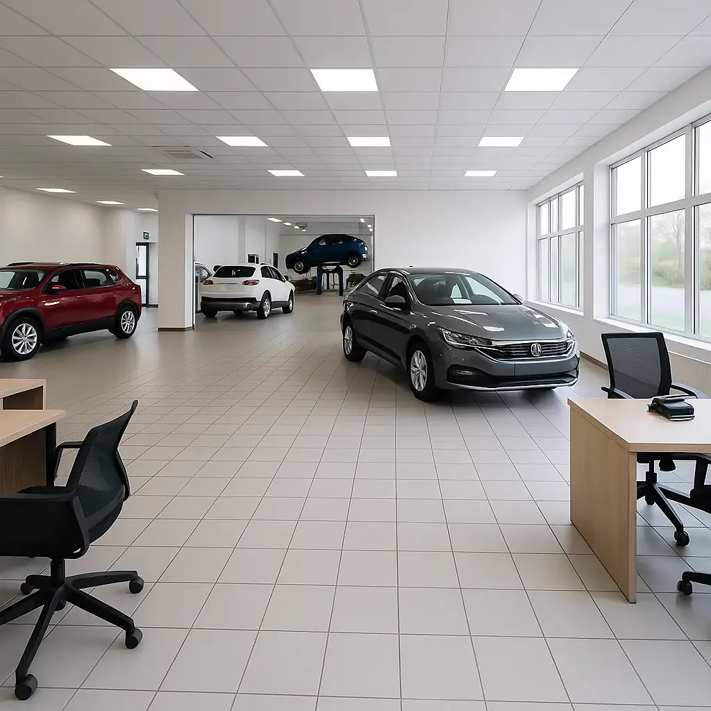 Full car dealership cleaning in Retford from workshop bays to sales offices