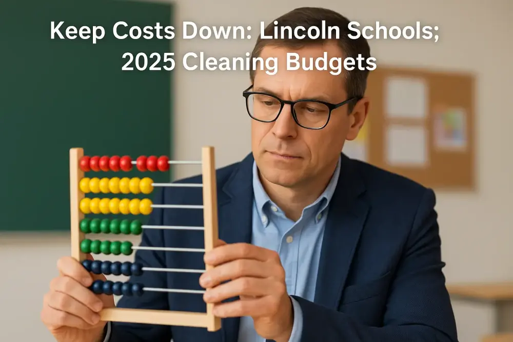 Man using abacus to illustrate cost-effective 2025 school cleaning budgets in Lincoln
