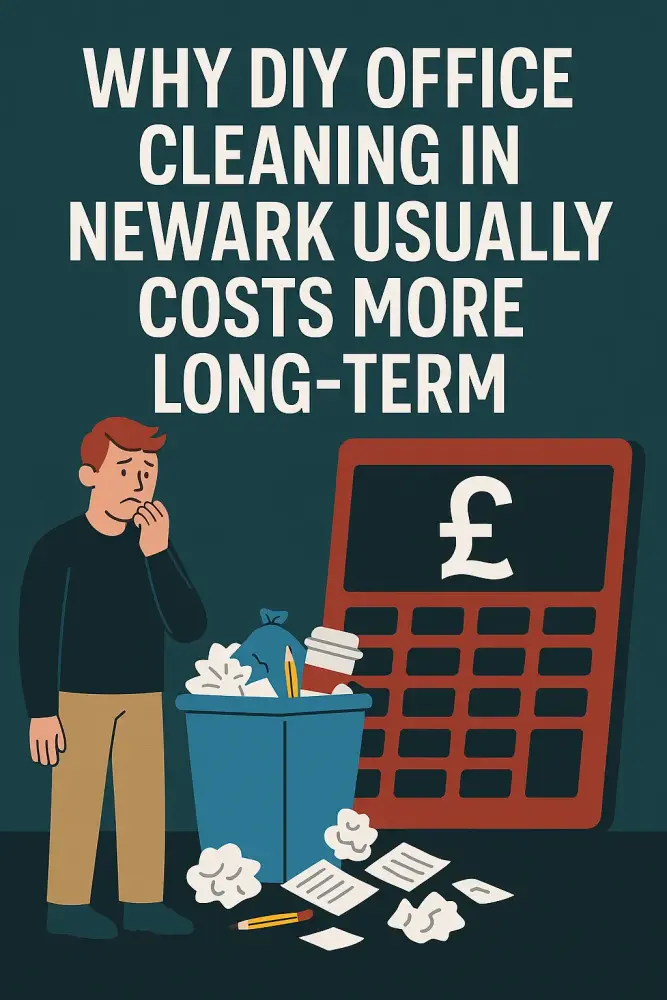 Illustration highlighting why DIY office cleaning in Newark costs more long-term