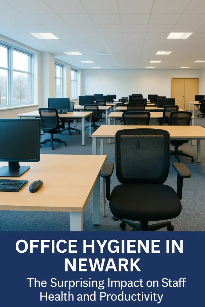 Bright Newark office with spotless desks and chairs, symbolising the impact of professional office cleaning on staff health and productivity