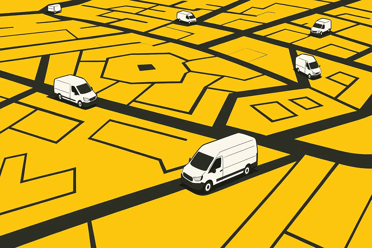 Map-style illustration in Clean Sweep colours showing service routes around Newark town centre