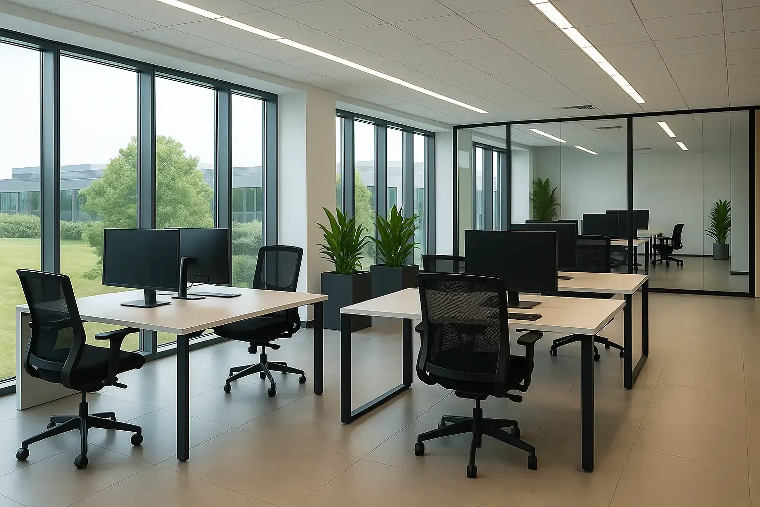 Modern office interior inside a Newark business park such as Beacon Hill or Fernwood
