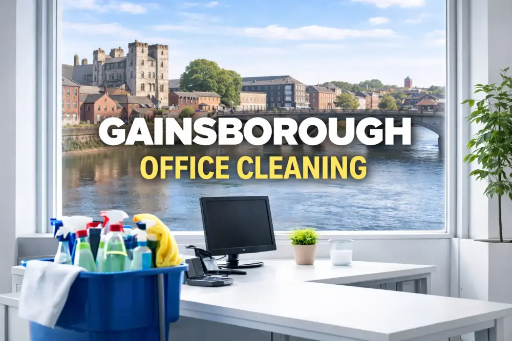 Office cleaning equipment in a Gainsborough workspace overlooking the riverside