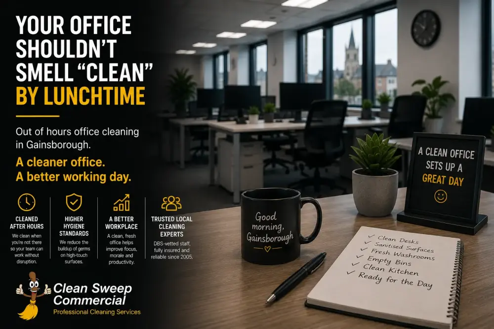 Out of Hours Office Cleaning Gainsborough Clean modern office in Gainsborough prepared for out of hours office cleaning before the working day begins