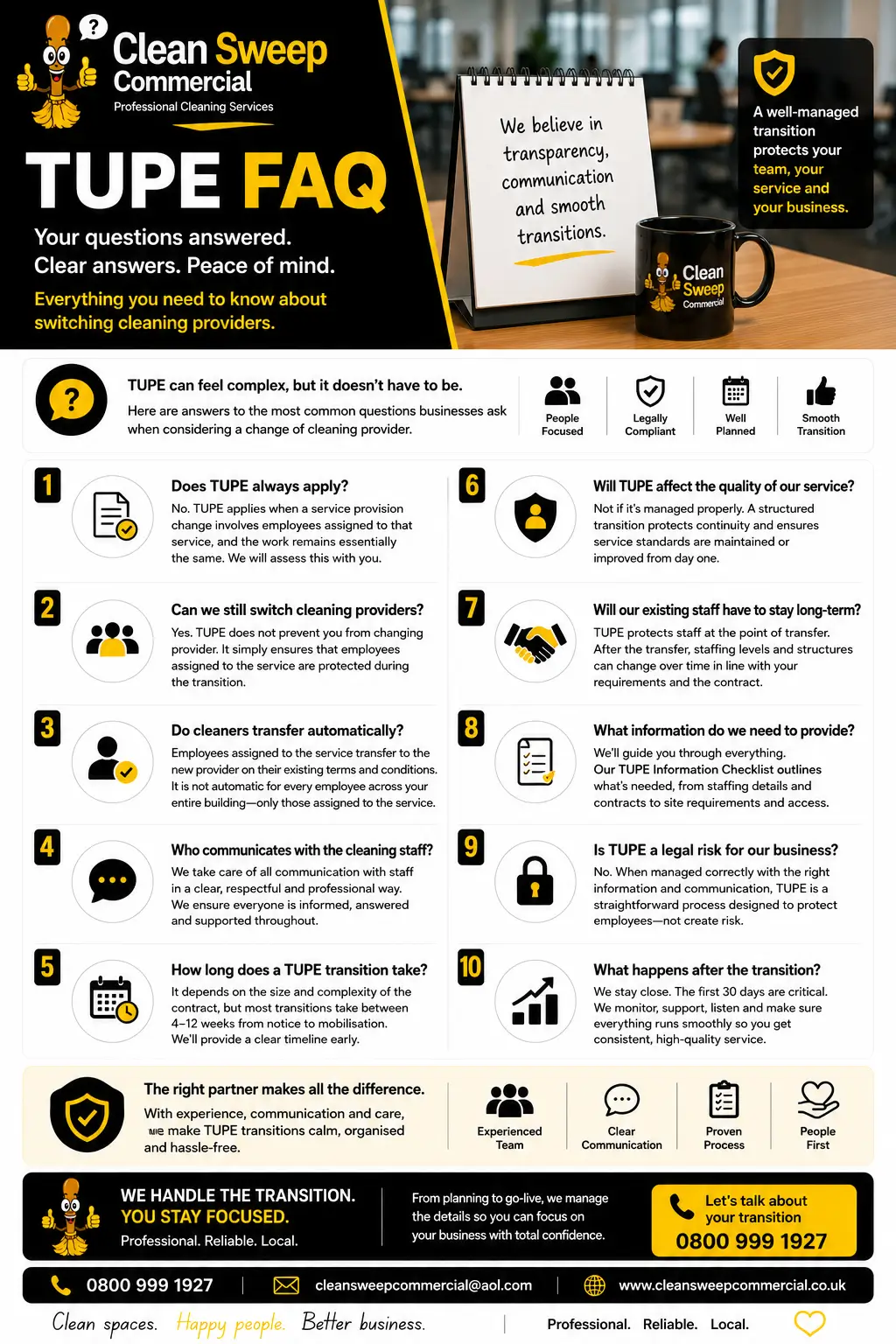 TUPE FAQ for Cleaning Contracts guide