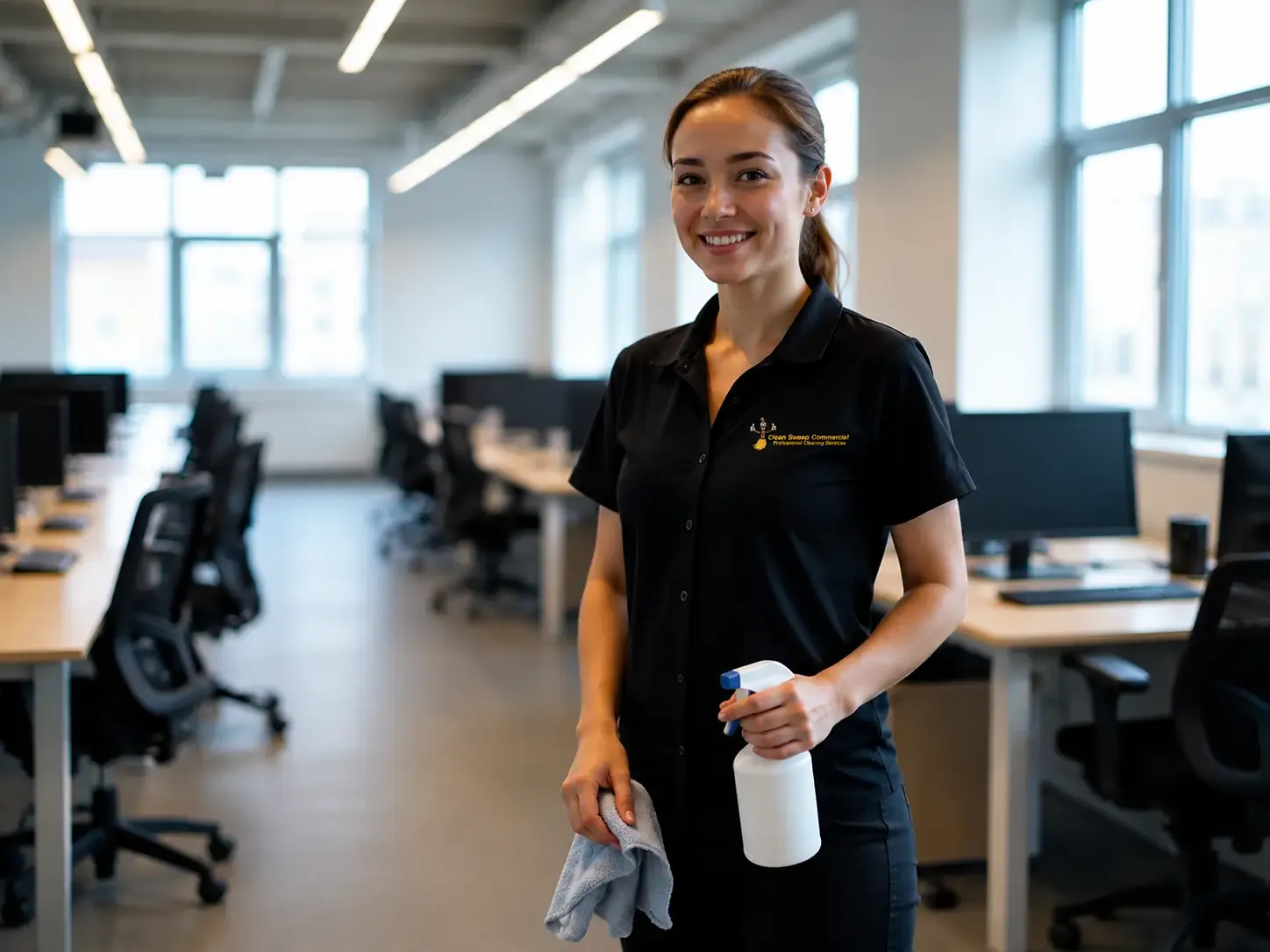 Professional office cleaner in Newark office workspace