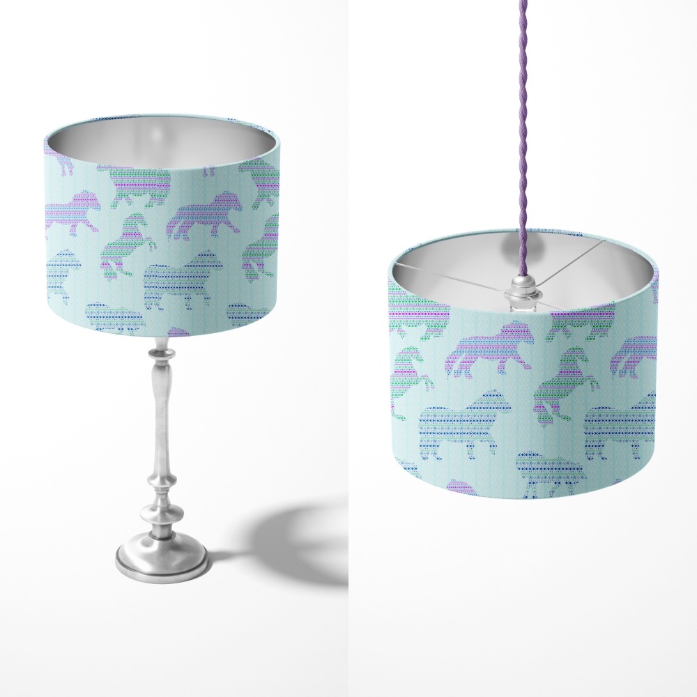 Fair Isle Dancing Ponies - Original lampshade
