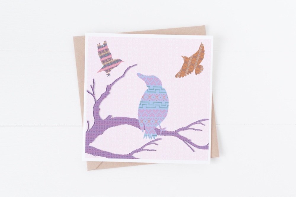 Blue Bird on Branch - Card