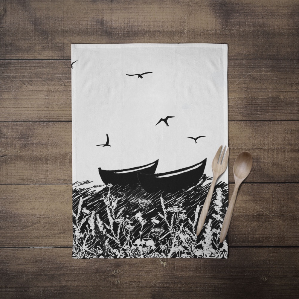 Da Banks Peerie Auld Fishing Boat - Shetland Tea Towel