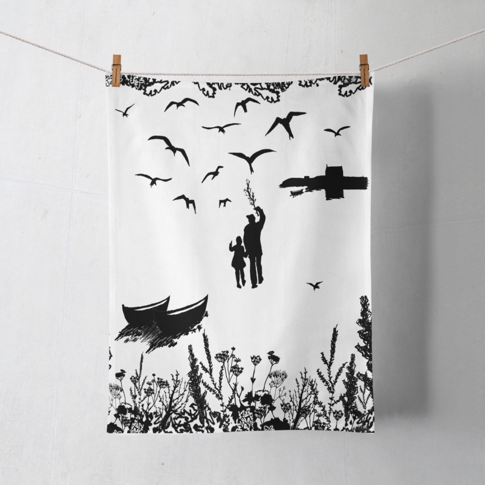 Shetland Tea Towel -  Tirricks Diving At Da Hoab