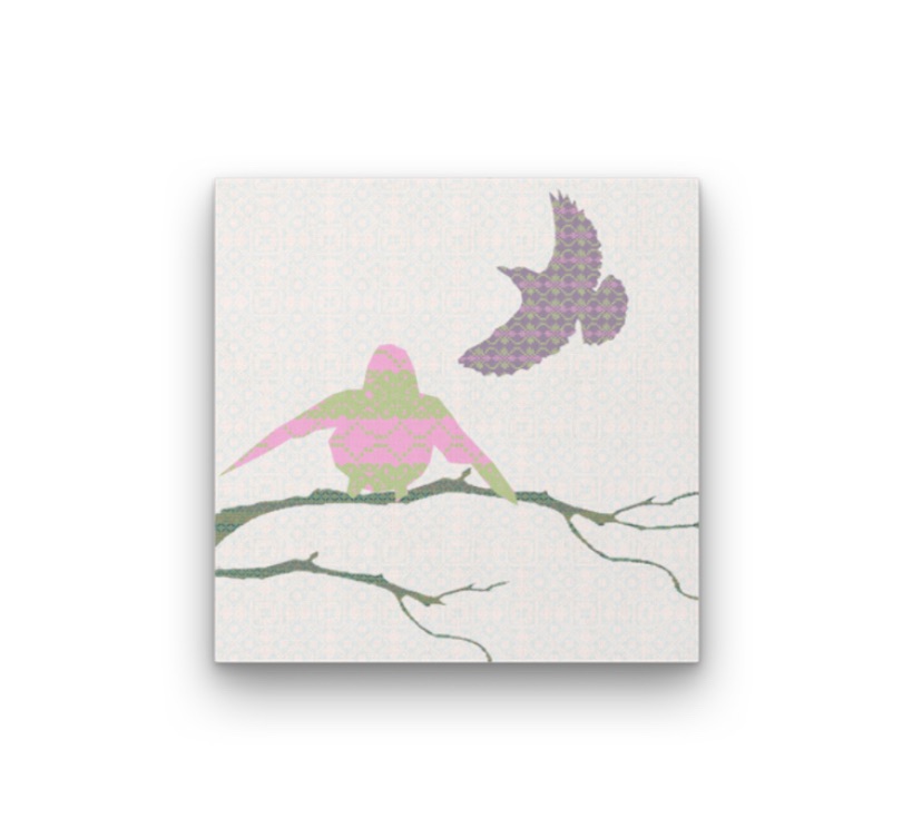 Shetland Starling Canvas - Pink/Green Bird