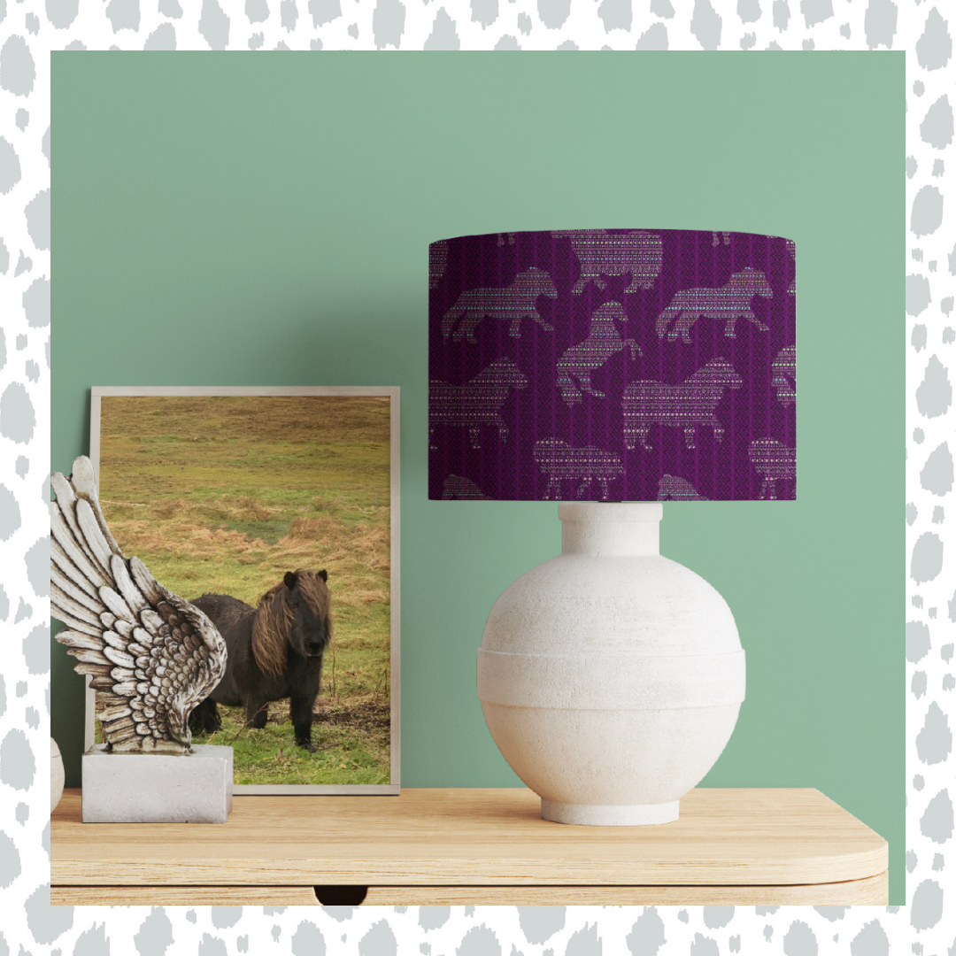 Shetland Ponies Fair Isle Dancing - Handmade Shetland Lampshade