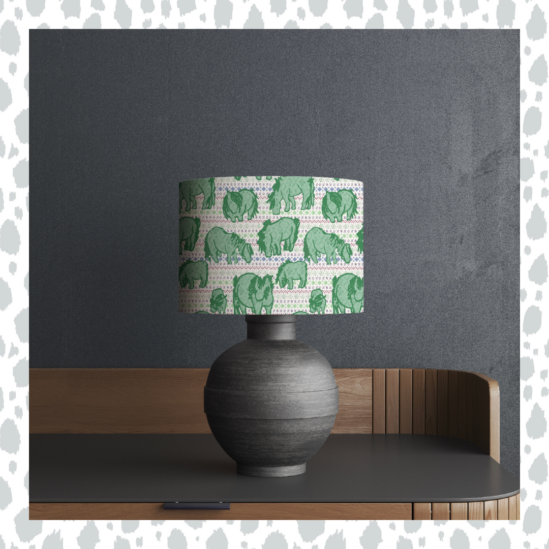 Shetland Ponies Fair isle Pattern - Handmade Shetland Lampshade