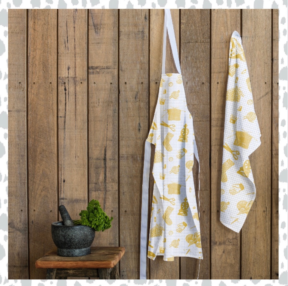 Apron and tea towel gift set, Tak Dee Sock - Yellow