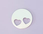 #39 - LARGE ROUND WITH TWO HEART CUTOUTS - ALUMINUM STAMPING BLANKS - 14G