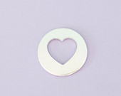 #66 - ROUND WITH HEART CUTOUT - ALUMINUM STAMPING BLANKS - 14G - PACK OF 5