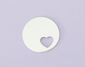 #82 - ROUND WITH TINY HEART CUTOUT - ALUMINUM STAMPING BLANKS - 14G - PACK