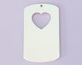 #43 - LARGE DOGTAG WITH TOP HEART CUTOUT WITH HOLE - ALUMINUM STAMPING BLA