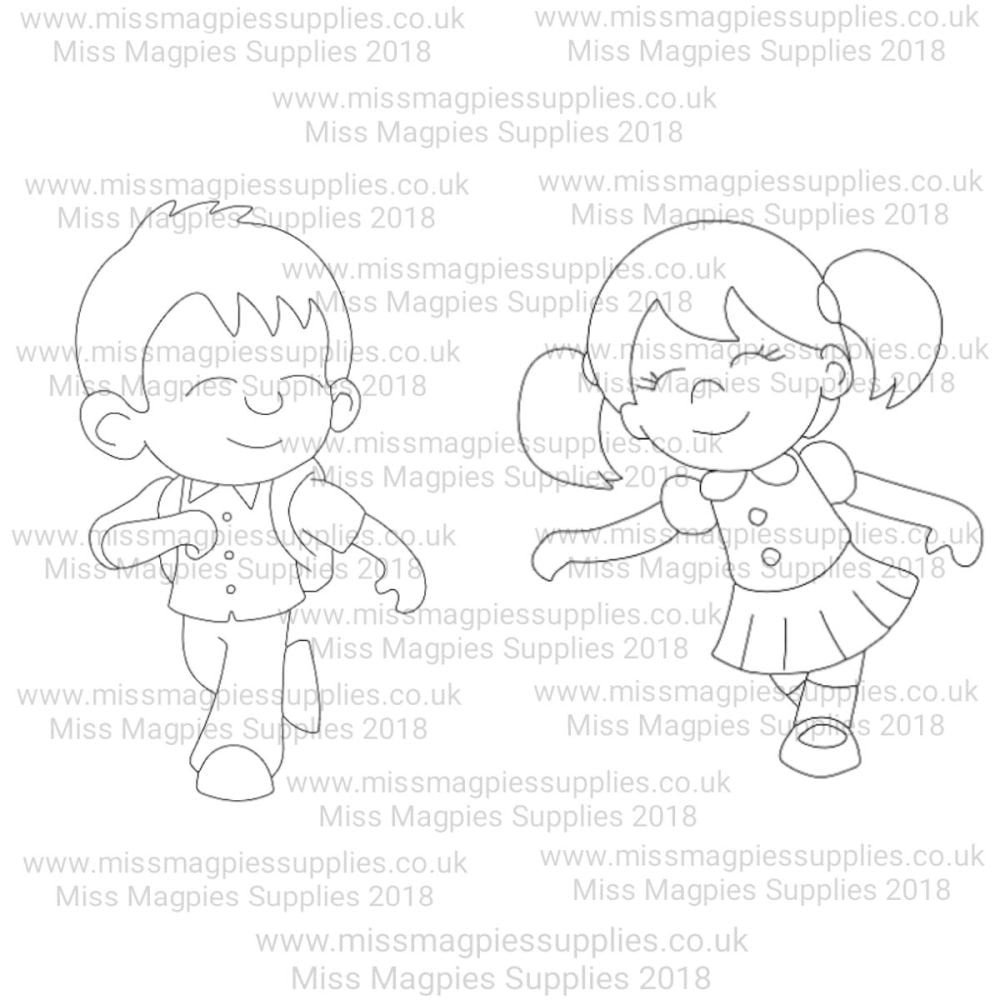 MMS DESIGN STAMP - SCHOOL BOY AND SCHOOL GIRL (2 PIECE SET) - SELECT SIZE