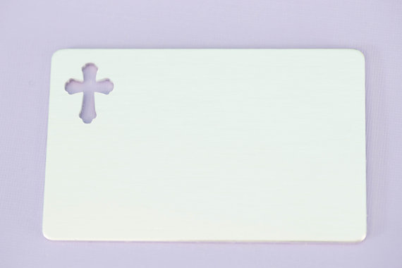 #145 - ALUMINUM WALLET INSERT WITH CROSS CUT OUT - ALUMINUM STAMPING BLANK