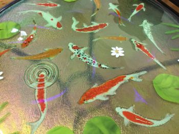 custom koi portraits table