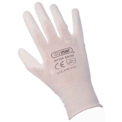 HYM120 (Carton) Hymac Nylon PU Palm Glove (White)