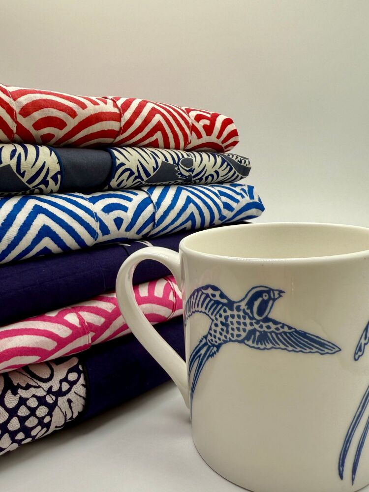 Susannah Bone China Mug Blue Long-Tailed Bird