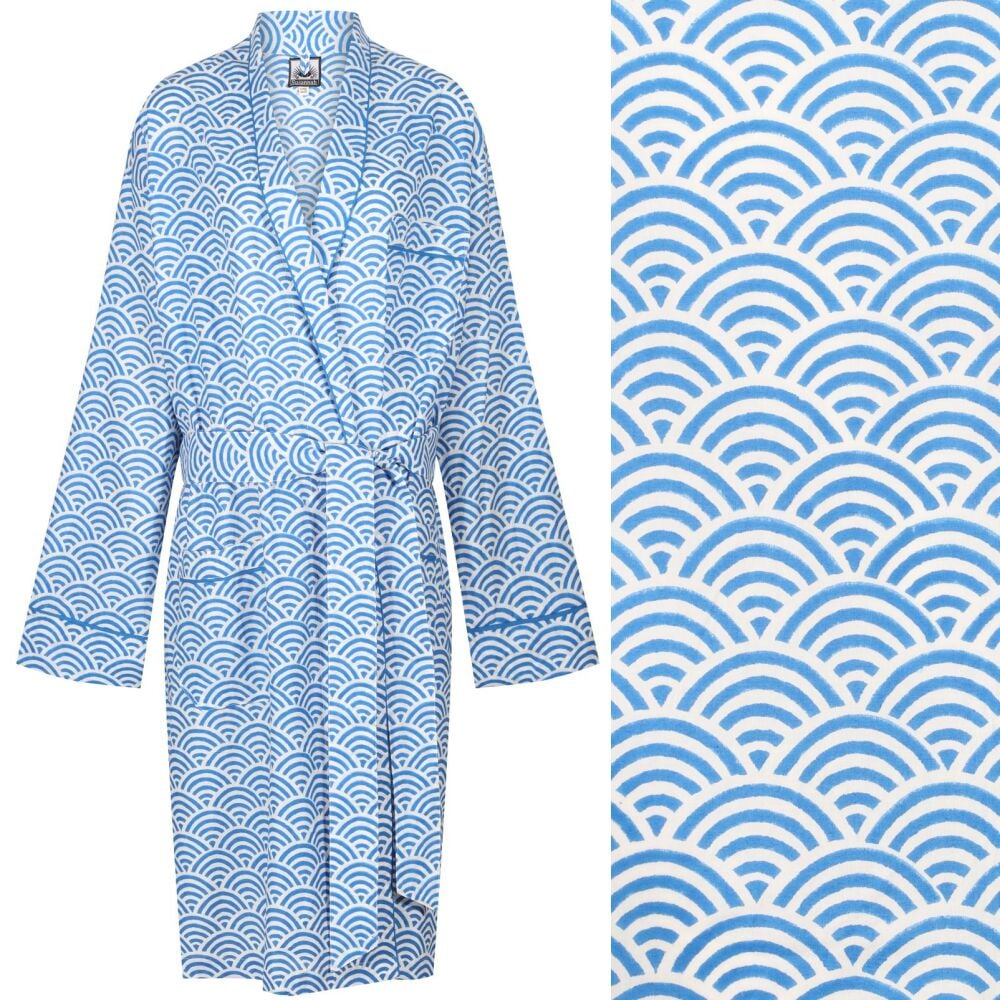 Men's Dressing Gown - Rainbow Blue ("outlet" gown with minor imperfections)