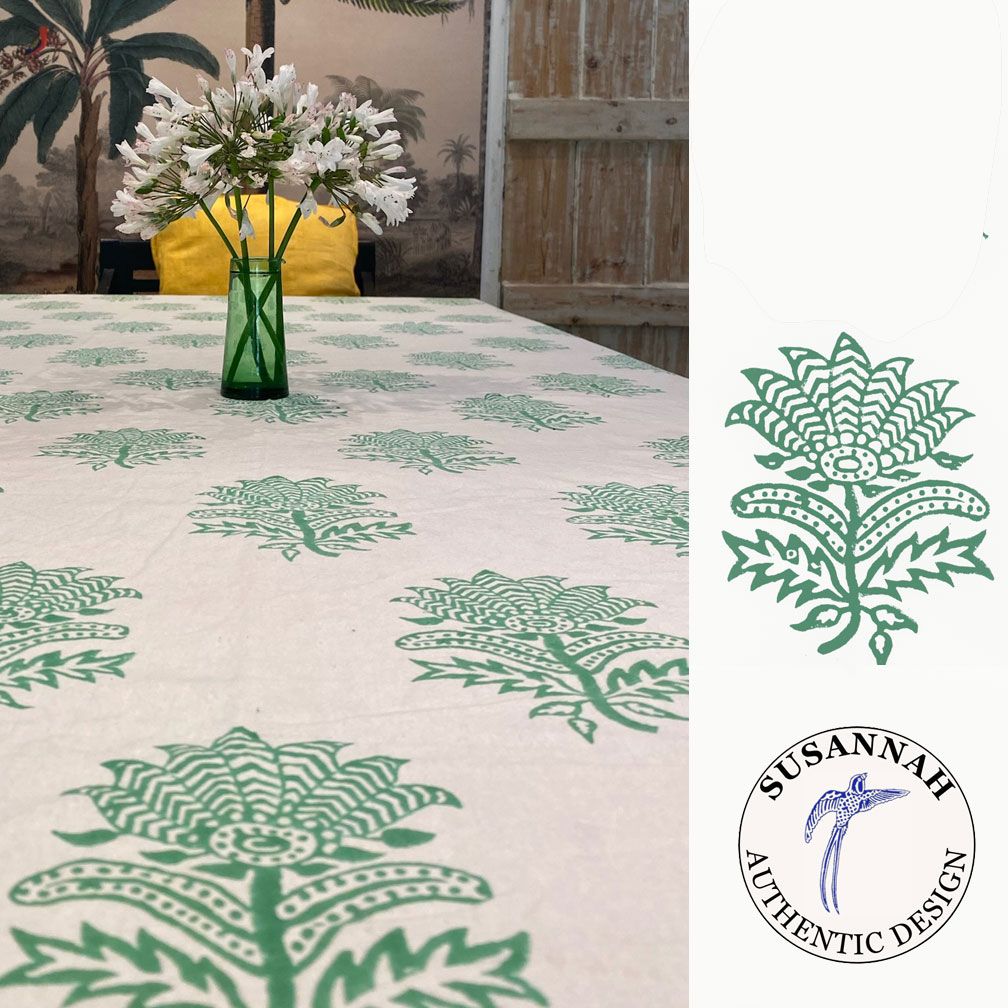 Susannah Cotton Throw - Tiger Flower Emerald