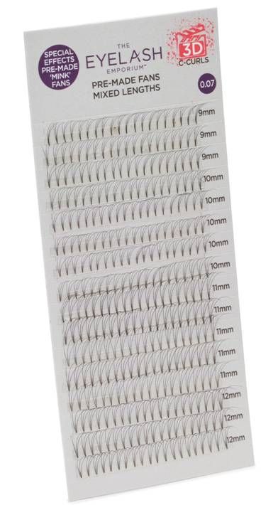 Eyelash Emporium Lashes 3D Fans 0.07, 9-12mm Lengths