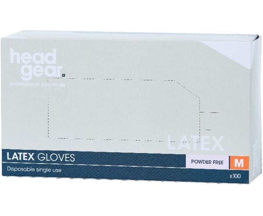 HeadGear Gloves Latex Powder Free  Medium 100 Pack