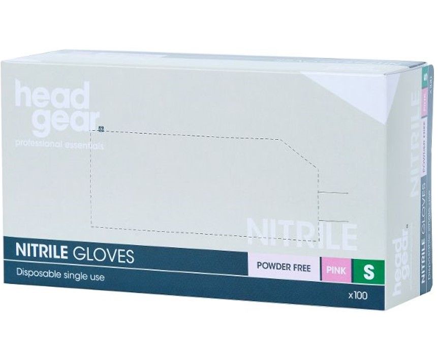 HeadGear Gloves Nitrile Powder Free Pink Small 100 Pack