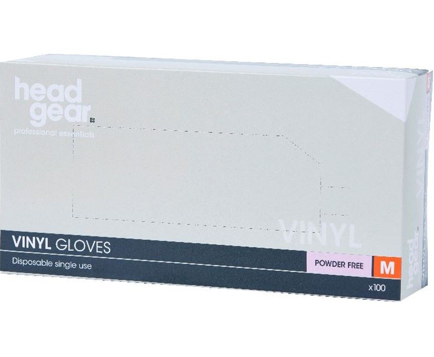 HeadGear Gloves Vinyl Powder Free  Medium 100 Pack