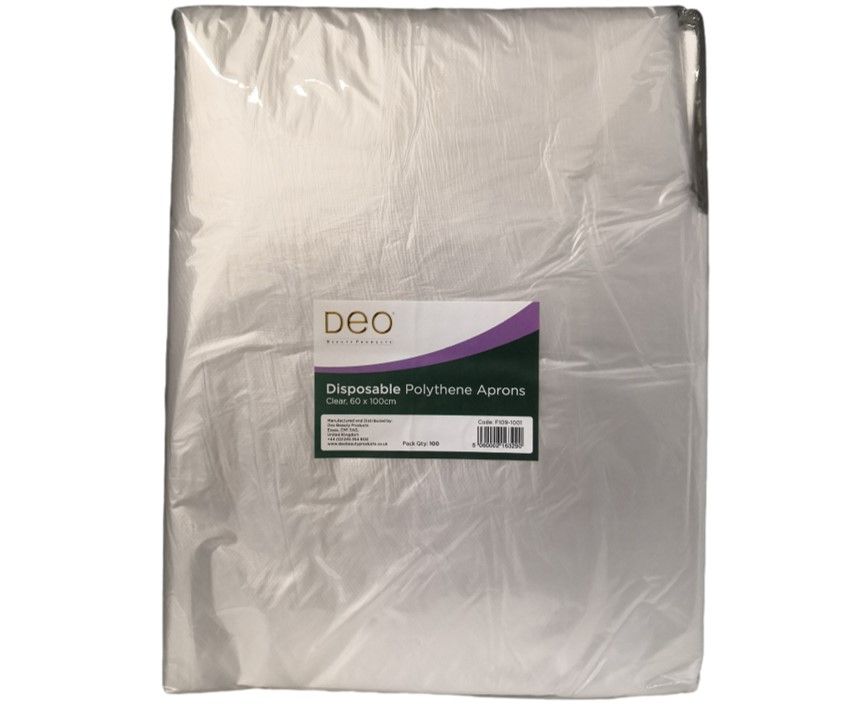 DEO Disposable Aprons Clear 100 Pack