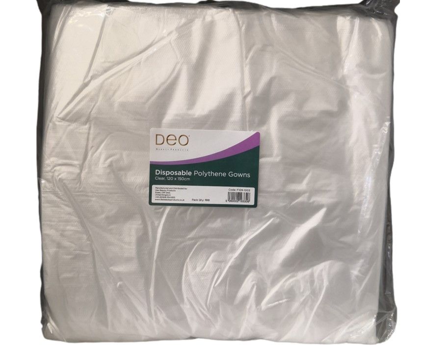 DEO Disposable Gowns Clear 100 Pack