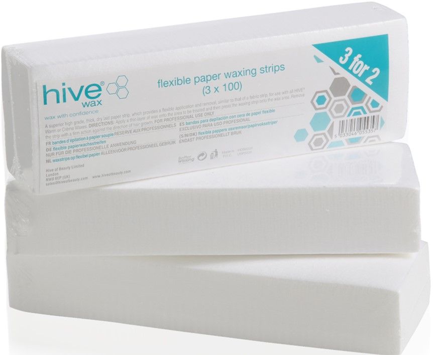 Hive Flexible Paper Wax Strips 100 Pack 3 Pack