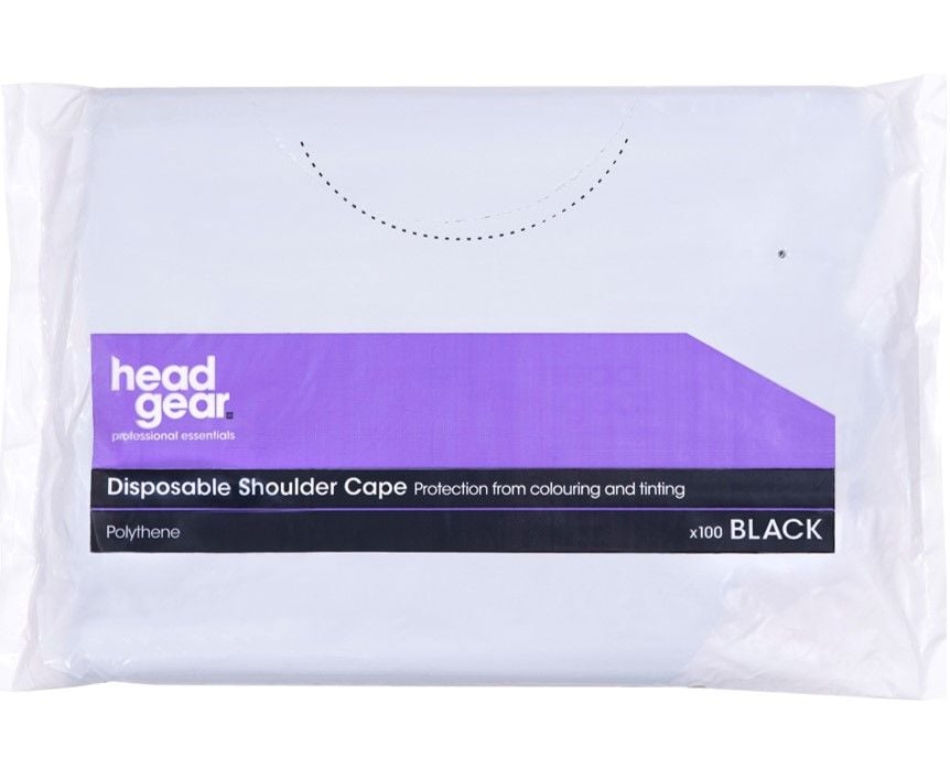 HeadGear Disposable Shoulder Capes Black 100 Pack