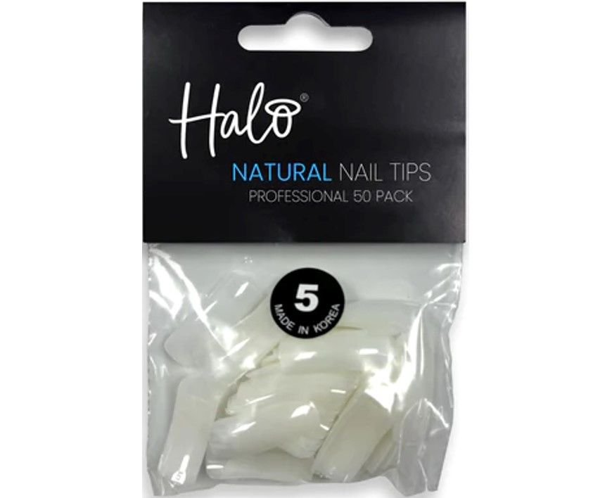 Halo Nail Tips Natural Full Well Size 5 50 Pack