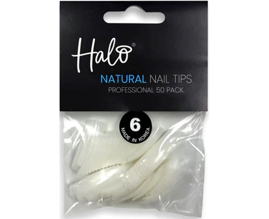 Halo Nail Tips Natural Full Well Size 6 50 Pack