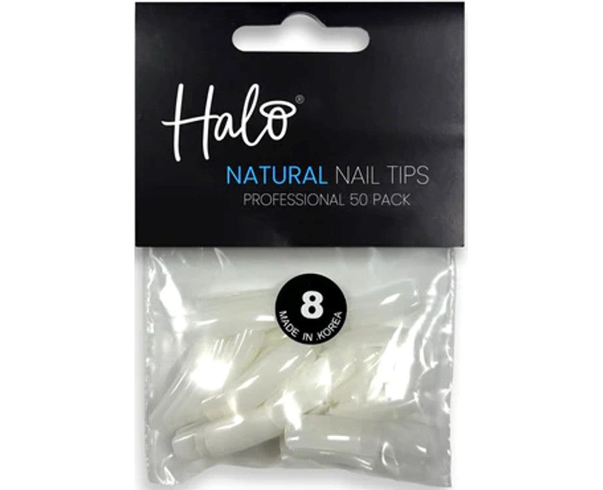 Halo Nail Tips Natural Full Well Size 8 50 Pack