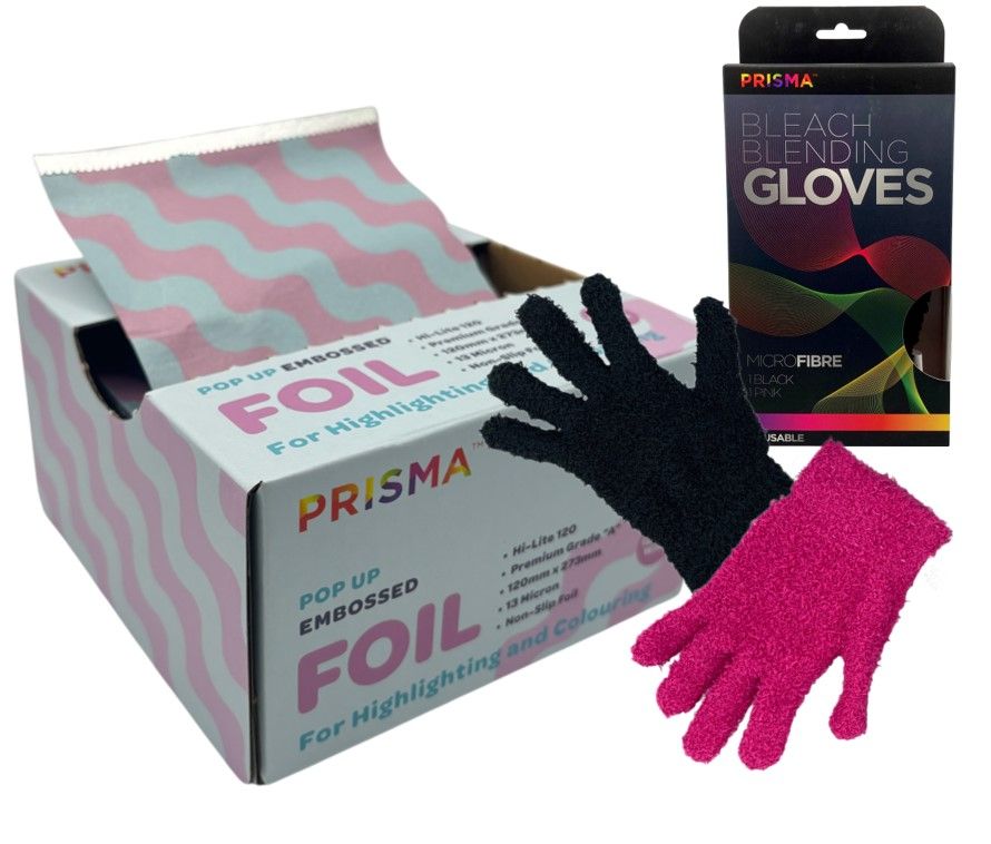 Prisma Embossed Foil Pop Up Sheets 120mm x 273mm 500 Pack Ripple & FREE Blending Gloves 2 Pack