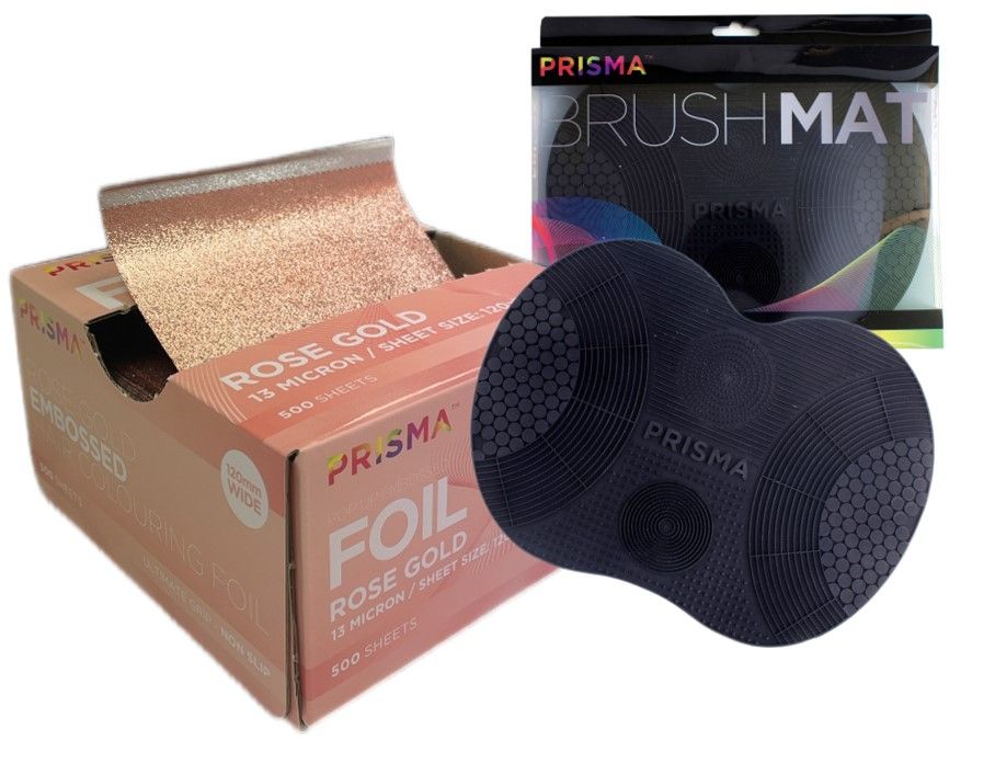 Prisma Embossed Foil Pop Up Sheets 120mm x 273mm 500 Pack Rose Gold & FREE Brush Mat