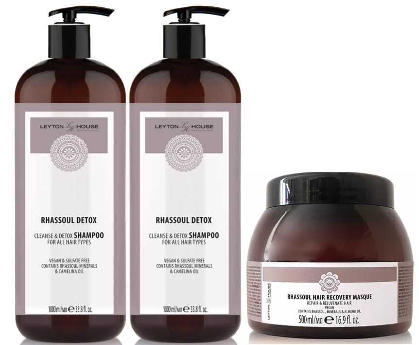2 Leyton House Rhassoul Detox Shampoo 1000ml & FREE Masque 500ml Deal