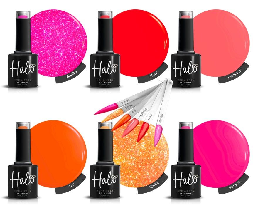 *Halo Gel Polish Summer Nights Collection 6 Pack & Colour Pops