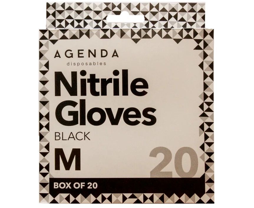 Agenda Disposable Gloves Nitrile Medium Black 20 Pack