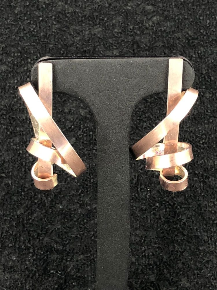 Silver/Rose Gold Manic Ribbon Earrings